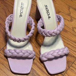 Soda Women's Light Purple Braided Heels